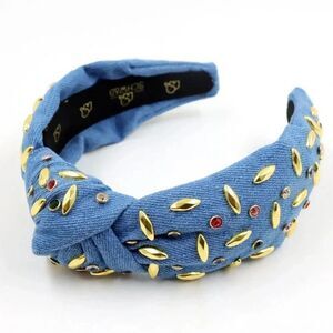 STUDDED DENIM SPARKLE KNOTTED HEADBAND